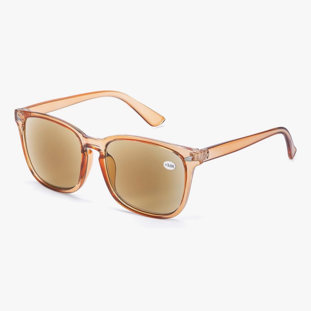 NIB! Stylish Tan Sunglasses Readers +3.0x Diopters